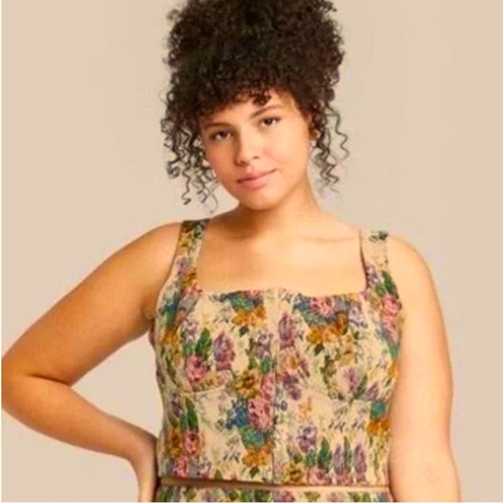 Cropped corset bustier top in brocade floral from wild fable